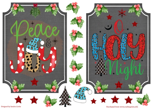 Christmas wordart 5x7ins x 2 Toppers 2
