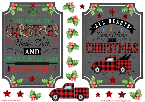 Christmas wordart 5x7ins x 2 Toppers 3