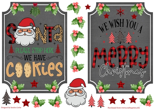 Christmas wordart 5x7ins x 2 Toppers 6