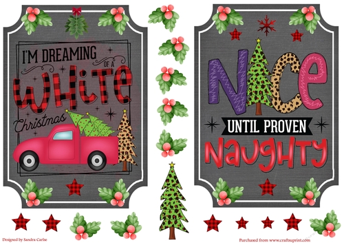 Christmas wordart 5x7ins x 2 Toppers 7