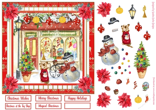 Christmas at the Toy Shop 7x7ins Decoupage Topper 2