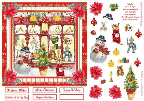 Christmas at the Toy Shop 7x7ins Decoupage Topper 3