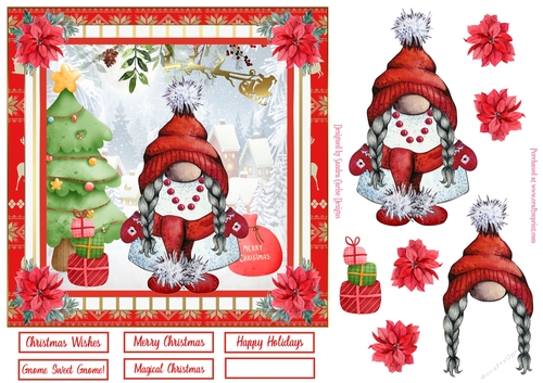 Christmas Gnome Scene Decoupage Topper 2