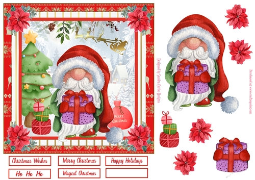 Christmas Gnome Scene Decoupage Topper 3