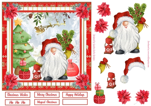 Christmas Santa Scene Decoupage Topper 1