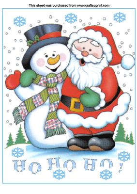 Christmas Santa & Snowman A4 Card Front