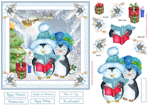 Christmas Its cold outside Decoupage 7x7ins Topper 1