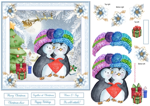 Christmas Its cold outside Decoupage 7x7ins Topper 2