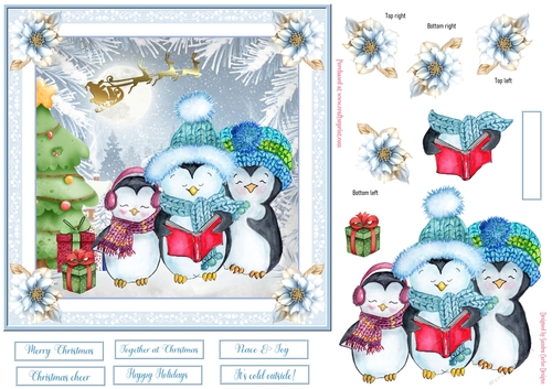 Christmas Its cold outside Decoupage 7x7ins Topper 3