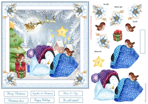 Christmas Its cold outside Decoupage 7x7ins Topper 4