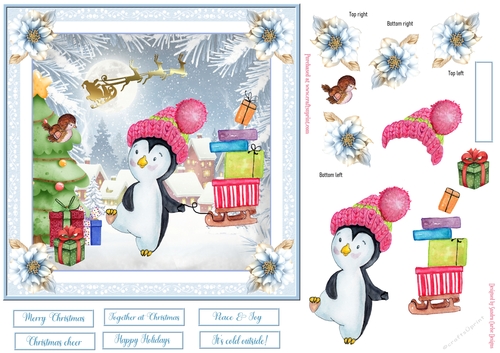Christmas Its cold outside Decoupage 7x7ins Topper 5