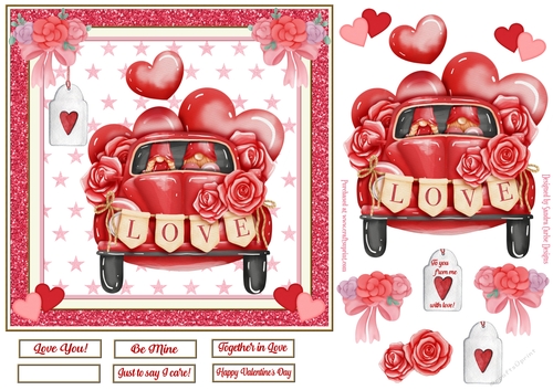 Romantic In Love Decoupage 7x7ins Topper 1