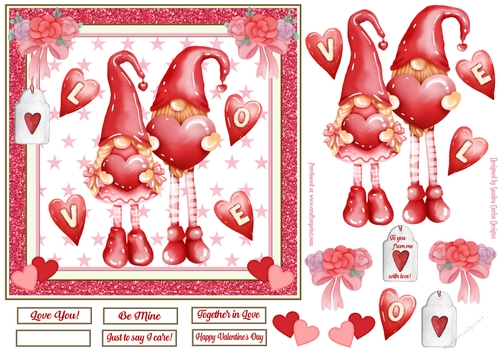 Romantic In Love Decoupage 7x7ins Topper 2