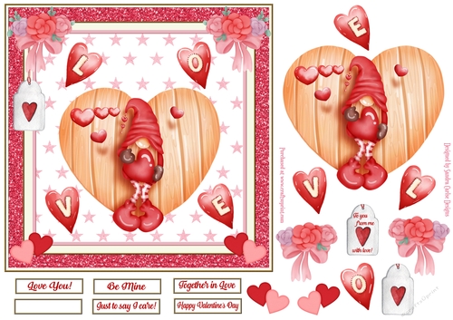 Romantic In Love Decoupage 7x7ins Topper 3