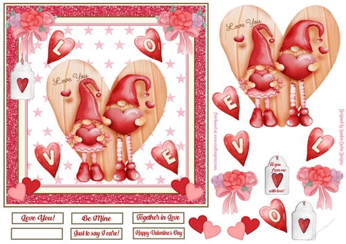 Romantic In Love Decoupage 7x7ins Topper 4