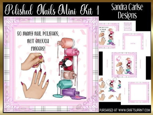 Polished Pink Nails Decoupage 7x7ins Kit 1