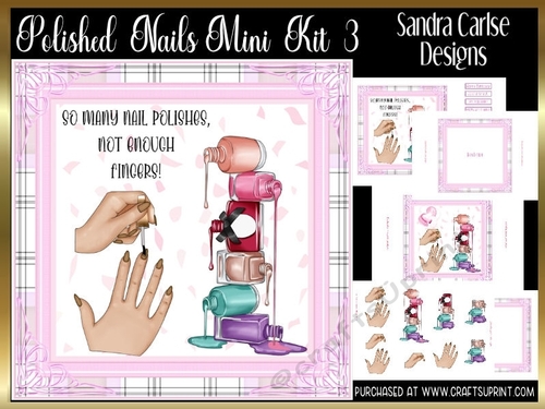Polished Gold Nails Decoupage 7x7ins Kit 3