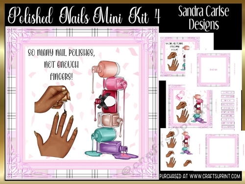 Polished Gold Nails Decoupage 7x7ins Kit 4