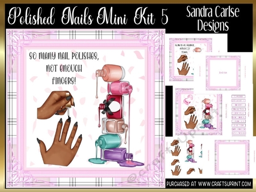 Polished Black Nails Decoupage 7x7ins Kit 5