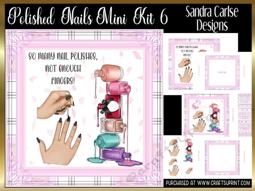 Polished Black Nails Decoupage 7x7ins Kit 6