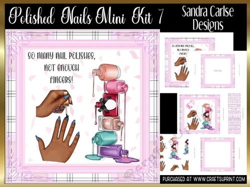Polished Blue Nails Decoupage 7x7ins Kit 7