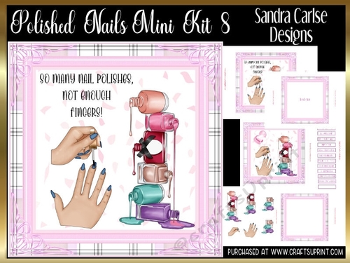 Polished Blue Nails Decoupage 7x7ins Kit 8