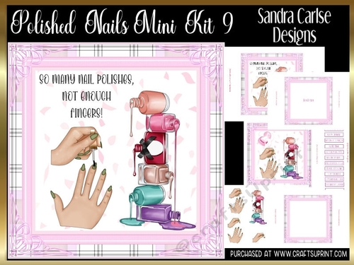 Polished Green Nails Decoupage 7x7ins Kit 9