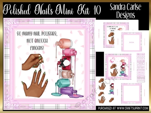 Polished Green Nails Decoupage 7x7ins Kit 10