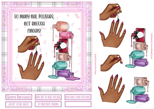 Polished Pink Nails Decoupage 7x7ins Topper 2