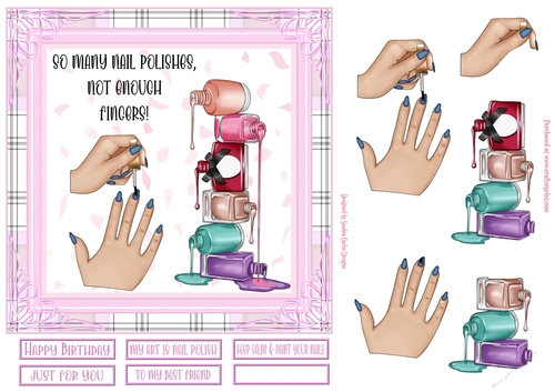 Polished Blue Nails Decoupage 7x7ins Topper 8