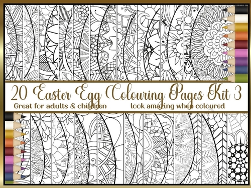 Easter Egg 20 x A4 colouring pages kit 3