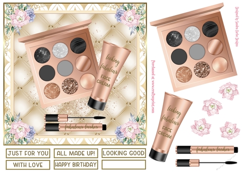 Fabulous Rose Gold Makeup 7x7ins Decoupage Topper 6