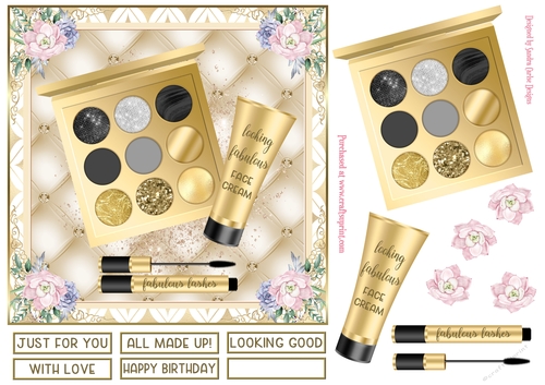 Fabulous Gold Makeup 7x7ins Decoupage Topper 7