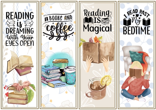Reading Books 4 x Bookmarks Sheet 2
