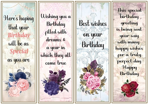Floral Birthday 4 x Bookmarks 1