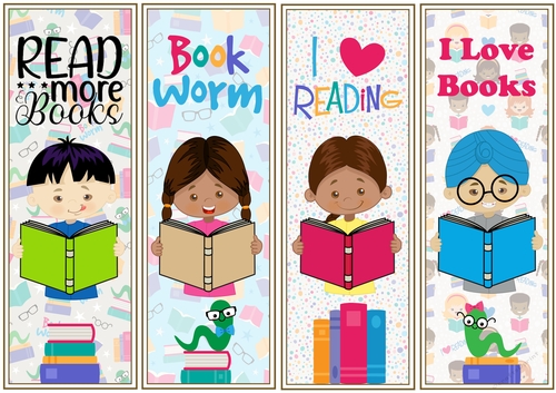 I love reading children 4 x bookmarks sheet 4
