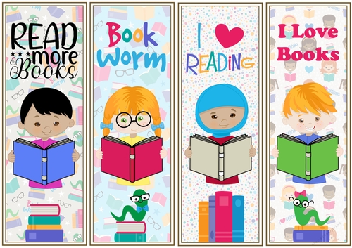I love reading children 4 x bookmarks sheet 5