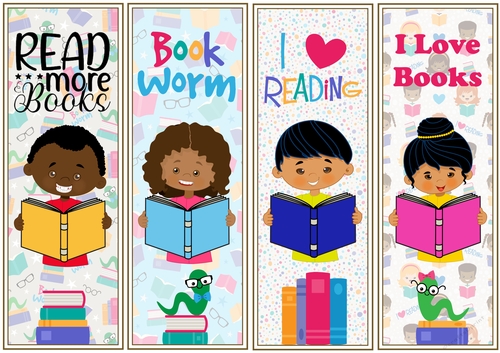 I love reading children 4 x bookmarks sheet 6