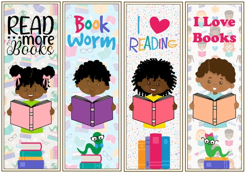 I love reading children 4 x bookmarks sheet 7