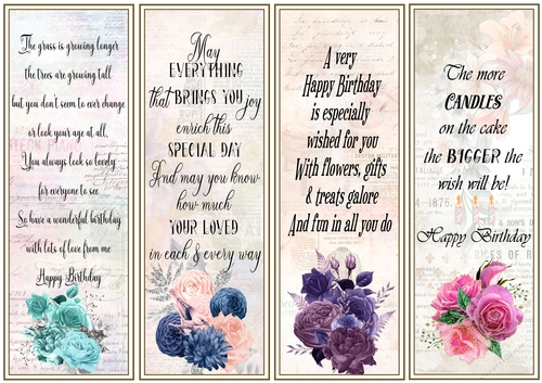 Floral Birthday 4 x Bookmarks 5