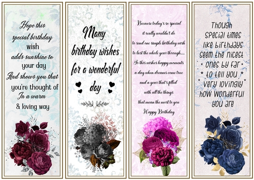 Floral Birthday 4 x Bookmarks 6