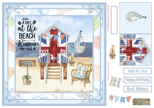 At the Beach 8x8ins Decoupage Topper 1