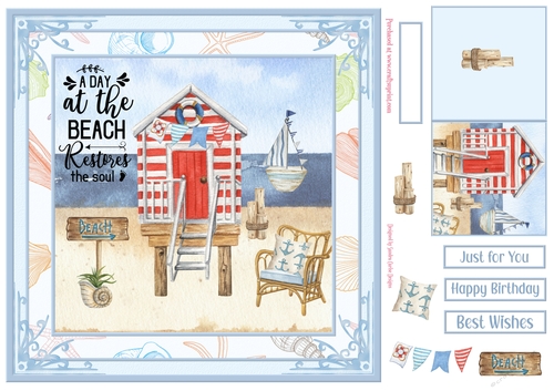 At the Beach 8x8ins Decoupage Topper 3