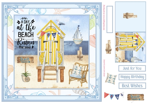 At the Beach 8x8ins Decoupage Topper 5