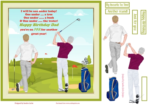 Happy Birthday Dad Golf 8x8ins Topper 4