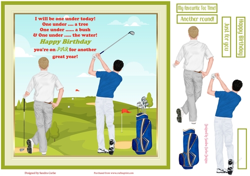 Happy Birthday Decoupage Golf 8x8ins Topper 9