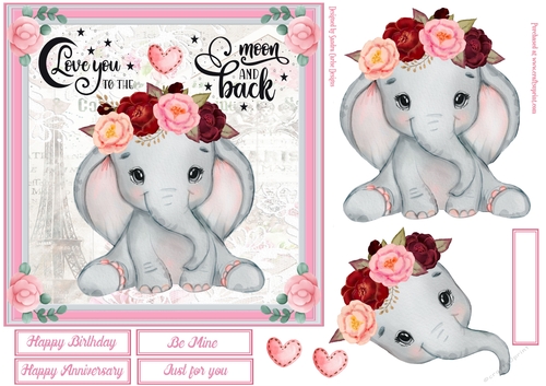 To the Moon & back 7x7ins Decoupage Topper