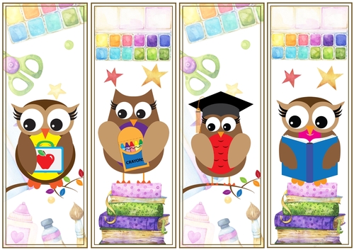 School Owls 4 x Bookmarks 2