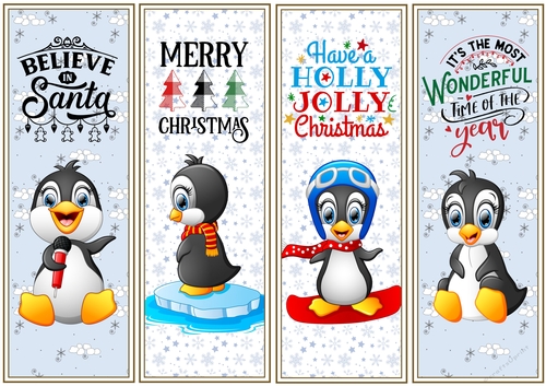 Christmas Penguins 4 x Bookmarks 1