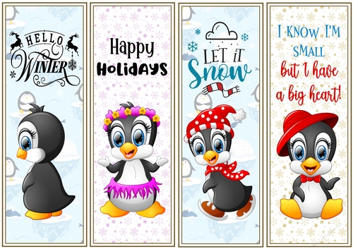 Christmas Penguins 4 x Bookmarks 2